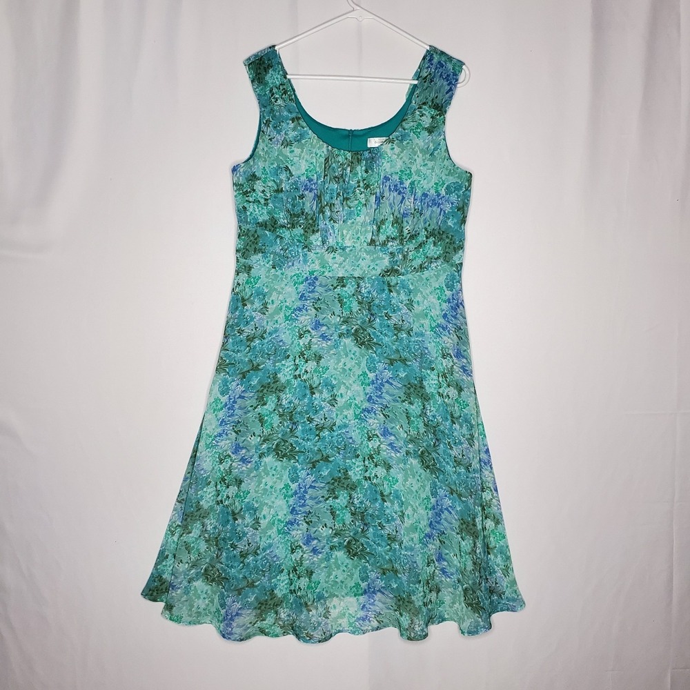 Vtg Dressbarn Empire Dress 14 Ditsy Garden Floral Cottagecore Church Feminine